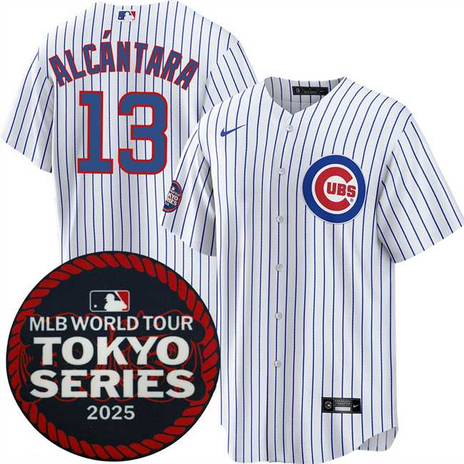 Men%27s Chicago Cubs #13 Kevin Alcantara White 2025 World Tour Tokyo Series Home Stitched Jersey Dzhi->nba youth jerseys->NBA Jersey